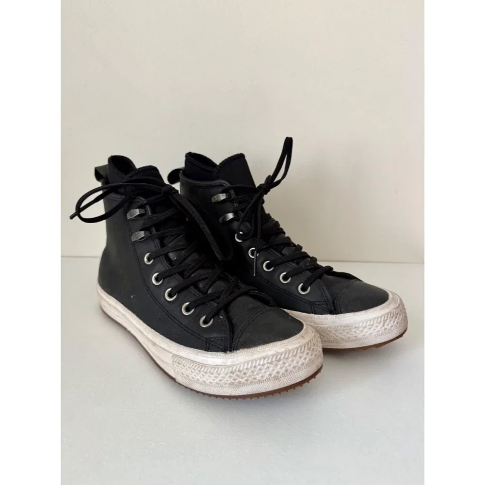 Converse Chuck Taylor All Star Waterproof Leather Boot High Top Black Women's 8